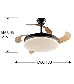 Вентилятр с освещением Vento D50 DIM черный-бронзовый