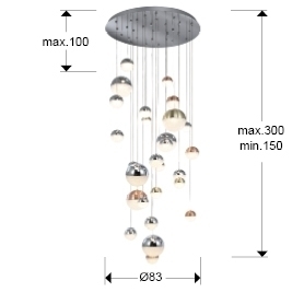 Подвесной светильник Sphere LED 27L Ø80 DIM BLUETOOTH цветной