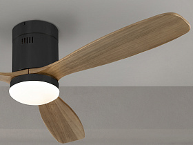 Siroco Потолочный вентилятор с освещением DIMABLE черный/орех