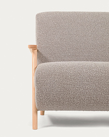 Кресло Meghan из серой ткани букле с ножками из массива ясеня с натуральной отделкой