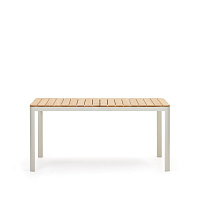 Bona Уличный стол из алюминия в белой отделке и тикового дерева 160 x 90 см