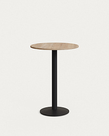 Esilda Круглый стол из меламина с натуральной отделкой и черной металлической ножкой  Ø60x96