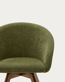 Marvin Поворотный стул из зеленой синели с ножками из ясеня