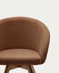 Marvin Поворотный стул из коричневой синели с ножками из ясеня