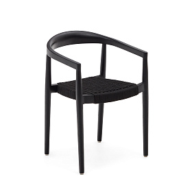 Ydalia Садовый стул из черного тика и черной веревки
