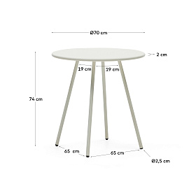 Montjoi Круглый уличный стол из стали с белой отделкой Ø 70 см