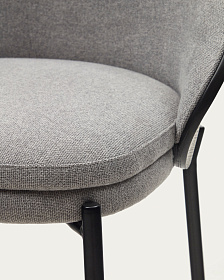 Eamy Светло-серый полубарный стул с отделкой из шпона ясеня с черным покрытием