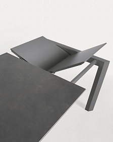Стол раскладной Atta 120(180) x80 антрацит, керамика Vulcano Roca