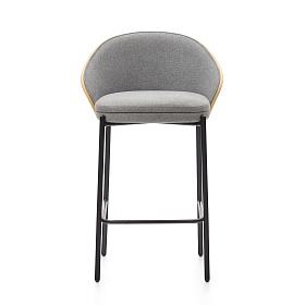 Eamy Светло-серый полубарный стул с отделкой из шпона ясеня