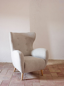 Patio Бежевое кресло из синели с ножками из массива бука