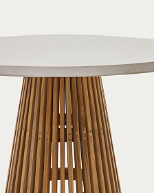 Alcaufar Круглый уличный стол из массива тикового дерева и серого цемента Ø 90 см