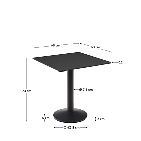 Esilda Уличный стол черный на черном металлическом основании 70 x 70 x 70 см