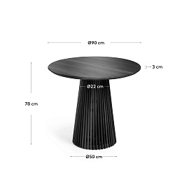 Jeanette Круглый стол из белого кедра черного цвета Ø 90 см