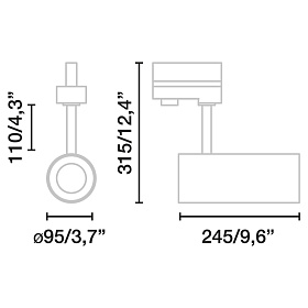 Трековый светильник Fuga LARGE черный LED HE 41,5W 3000K 60є DALI