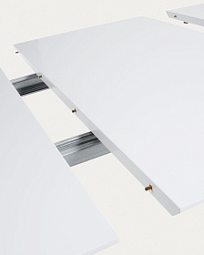 Обеденный стол QUATRE 140 (220) x90 с матовой белой столешницей