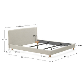 Кровать Valma из жемчужного шенилла со съемным чехлом для матраса 180 x 200 см