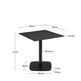 Dina Уличный стол черный на черном металлическом основании 68 x 68 x 70 см