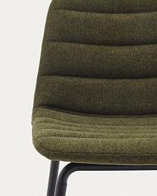 Полубарный стул Zunilda темно-зеленого цвета и стальной синели с матовой черной отделкой