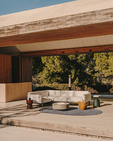 Sorells 5-местный угловой садовый диван из алюминия с зеленой отделкой