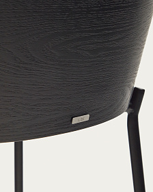 Eamy Светло-серый полубарный стул с отделкой из шпона ясеня с черным покрытием