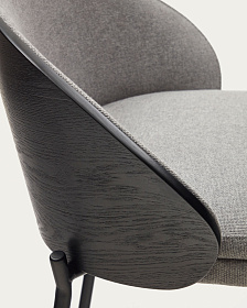 Барный стул Eamy светло-серый из шпона ясеня с черной отделкой