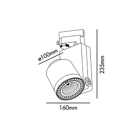 Трековый светильник Mini Cylinder черный LED HE 24W 3000K 20є