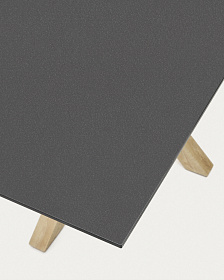 Стол Argo из матового черного стекла со стальными ножками под дерево 160 x 90 см