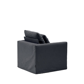 Кресло Nora со съемным чехлом и подушкой из льна и хлопка серо-антрацитовое 92 см