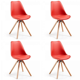 4 стула Lars (комплект) красный пластик