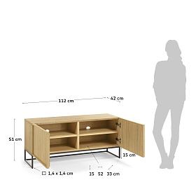 Тумба под ТВ Taiana с дубовым шпоном и стальным каркасом 2 ящика 112 x 51 см