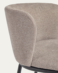 Ciselia Барный стул из светло-коричневой синели и черной стали, 75 см