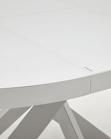Vashti Раздвижной стол из стекла и МДФ со стальными ножками белого цвета Ø 120(160)x120см