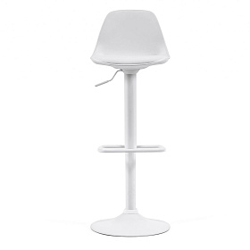 Барный стул Orlando-T из белой синтетической кожи и белой матовой стали 60-82 см
