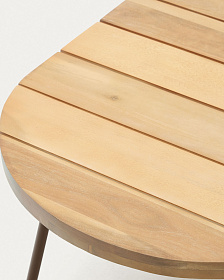 Salguer Журнальный столик из массива акации и коричневой стали Ø 100 x 50 см