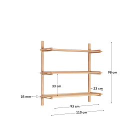 Sitra Модульная полка 3 шт из массива дуба с натуральной отделкой