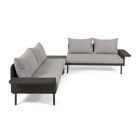 Комплект уличной мебели Zaltana 2 дивана и стол с черной матовой отделкой