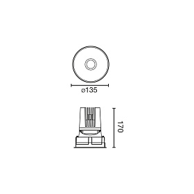 Встраиваемый светильник DEEP 90 R белый 60° P. WHITE CRI95 STRIPY