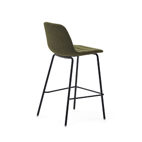 Полубарный стул Zunilda темно-зеленого цвета и стальной синели с матовой черной отделкой