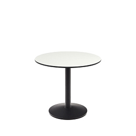 Esilda Садовый круглый стол белого цвета с черной металлической ножкой