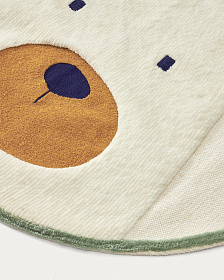 Zelda круглый хлопковый ковер с мишкой белого цвета Ø 100 см