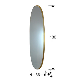 Зеркало Aries овальное 136x36 золото