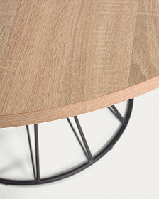 Круглый стол из меламина Niut Ø 120 см с натуральной отделкой и стальными черными ножками 