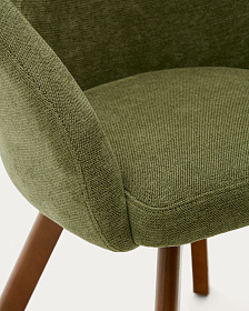 Marvin Поворотный стул из зеленой синели с ножками из ясеня