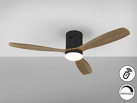 Siroco Потолочный вентилятор с освещением DIMABLE черный/орех