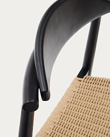 Nina Полубарный стул из массива акации с черной отделкой и бежевой веревкой 62 см