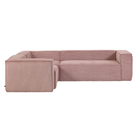 Угловой 4-х местный диван Blok розовый вельвет 320 x 230 cm