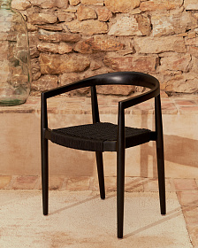 Ydalia Садовый стул из черного тика и черной веревки