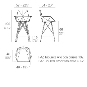 Барный стул с подлокотниками Faz 102cm