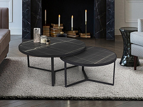 Набор столиков Naira из меламина с отделкой черный мрамор