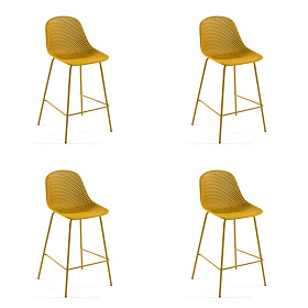 4 барных стула Quinby (комплект) желтый пластик